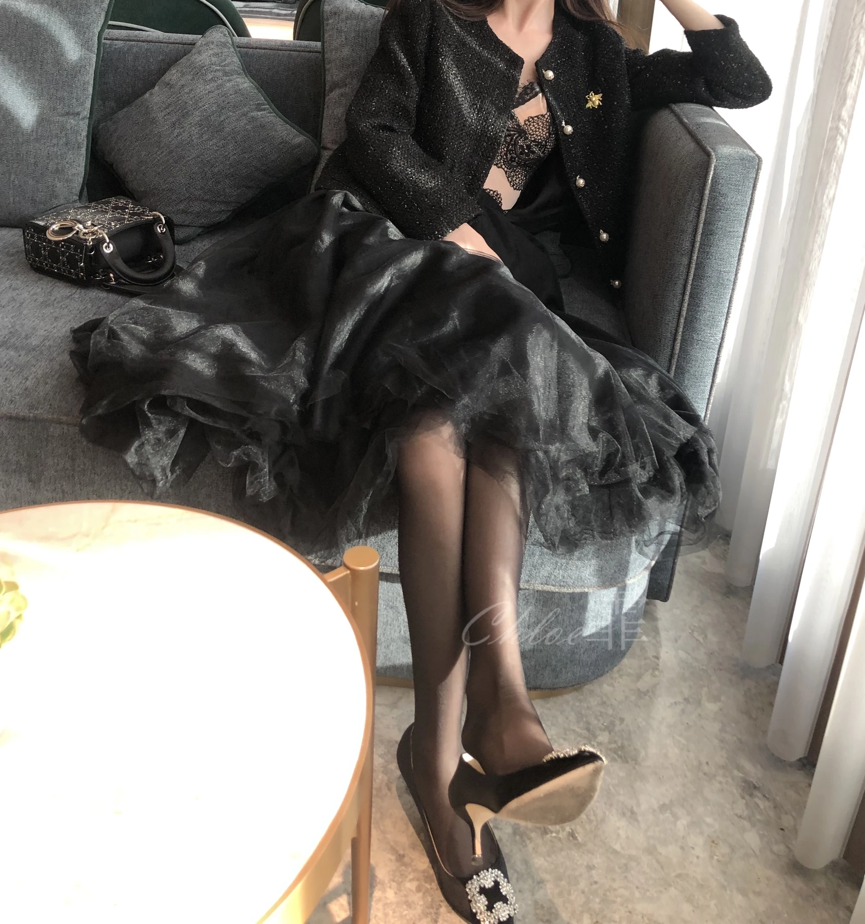 NO.023 美爵酒店黑s CERVIN吊带复古无弹力肤色 - 1预览