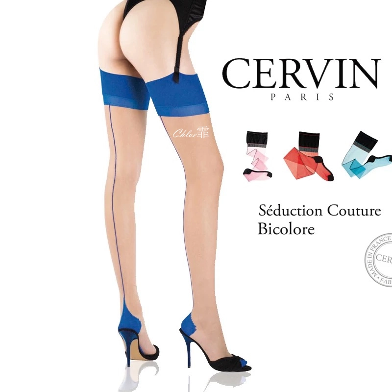 NO.006 法国CERVIN 吊带袜 性感中缝线+肉色+蓝袜跟s - 2预览