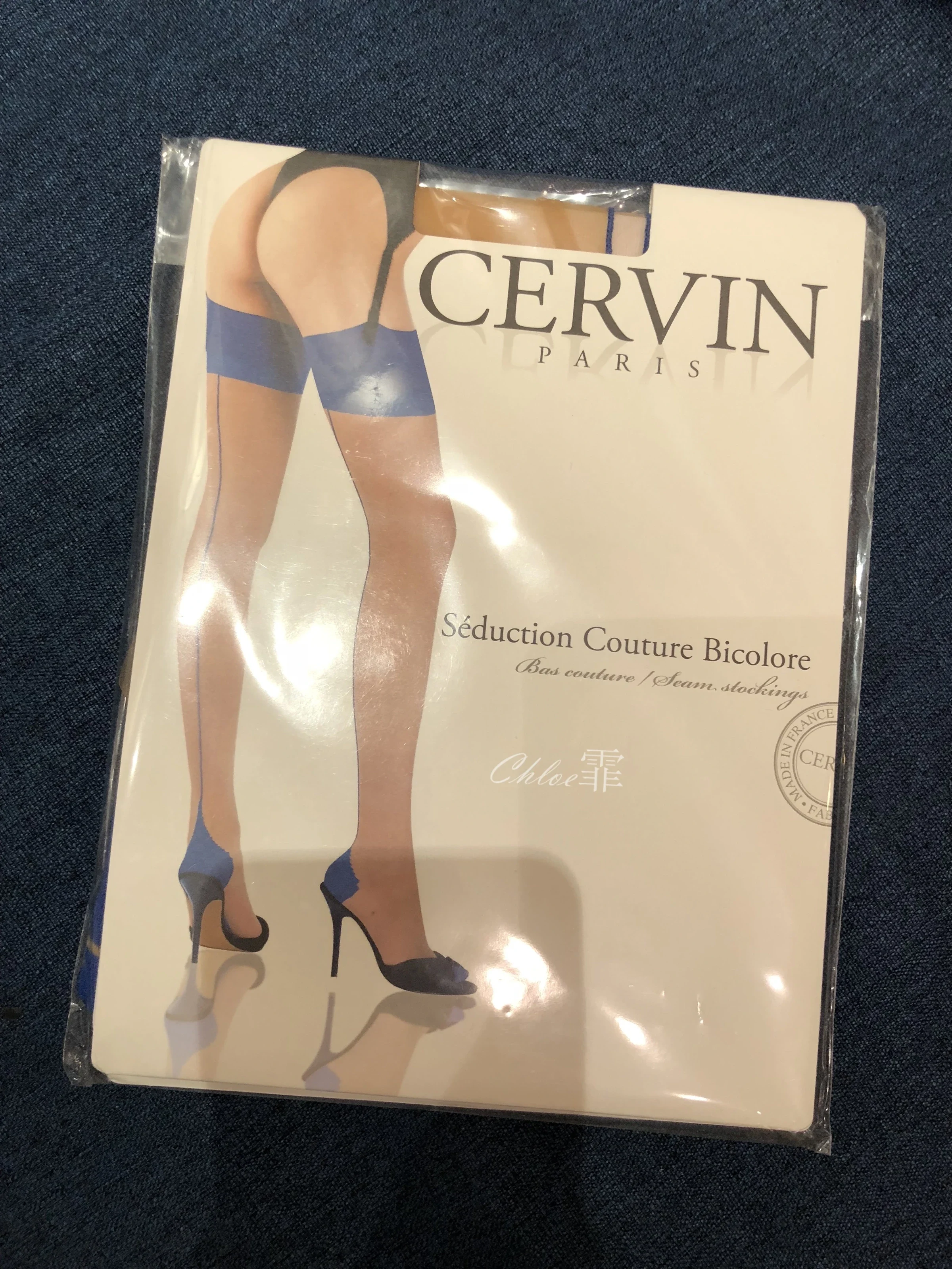 NO.006 法国CERVIN 吊带袜 性感中缝线+肉色+蓝袜跟s - 1预览