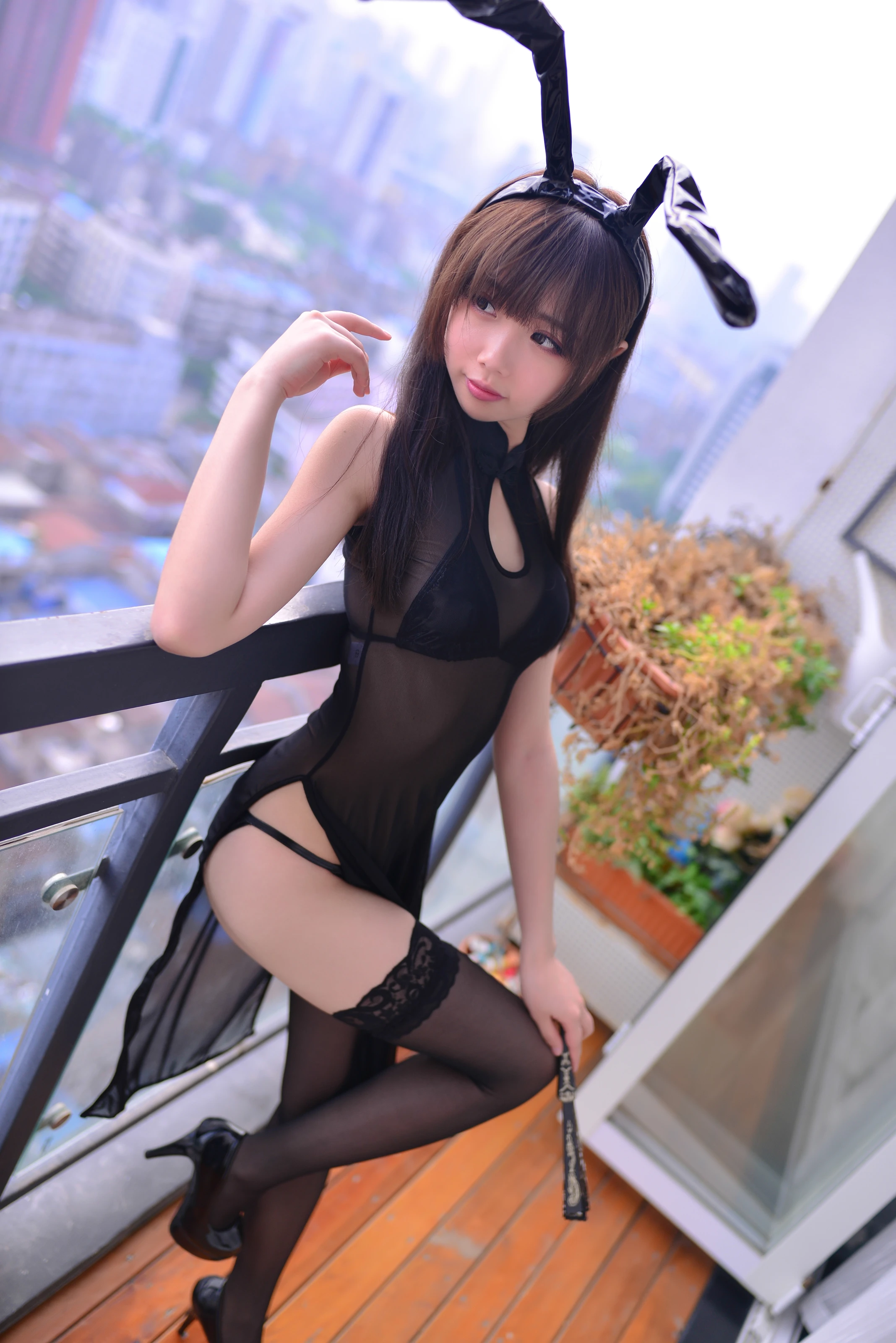 NO.037 兔耳透明黑丝旗袍 - 2预览