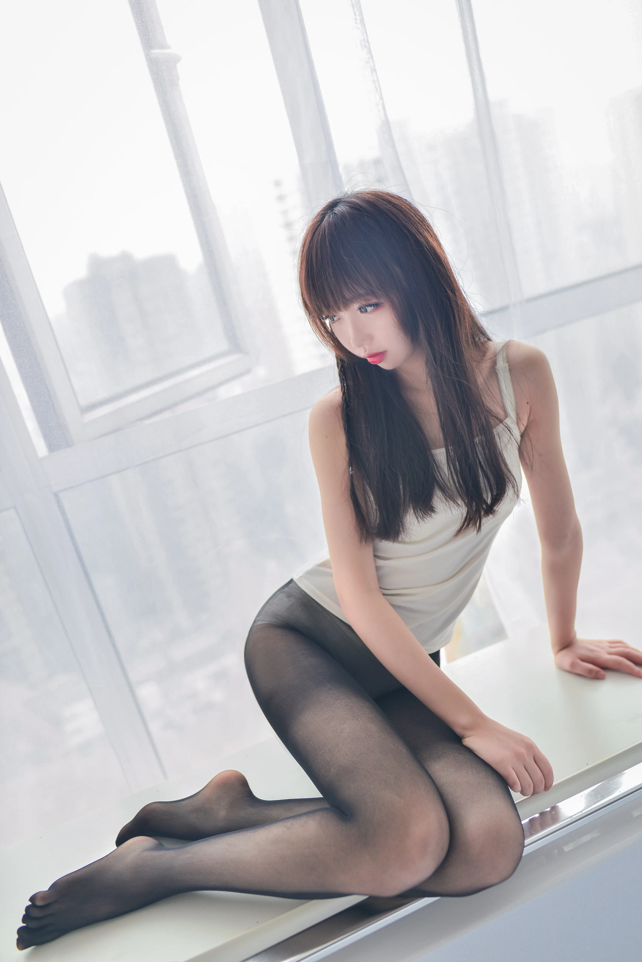NO.005 白色纯棉吊带 - 4预览