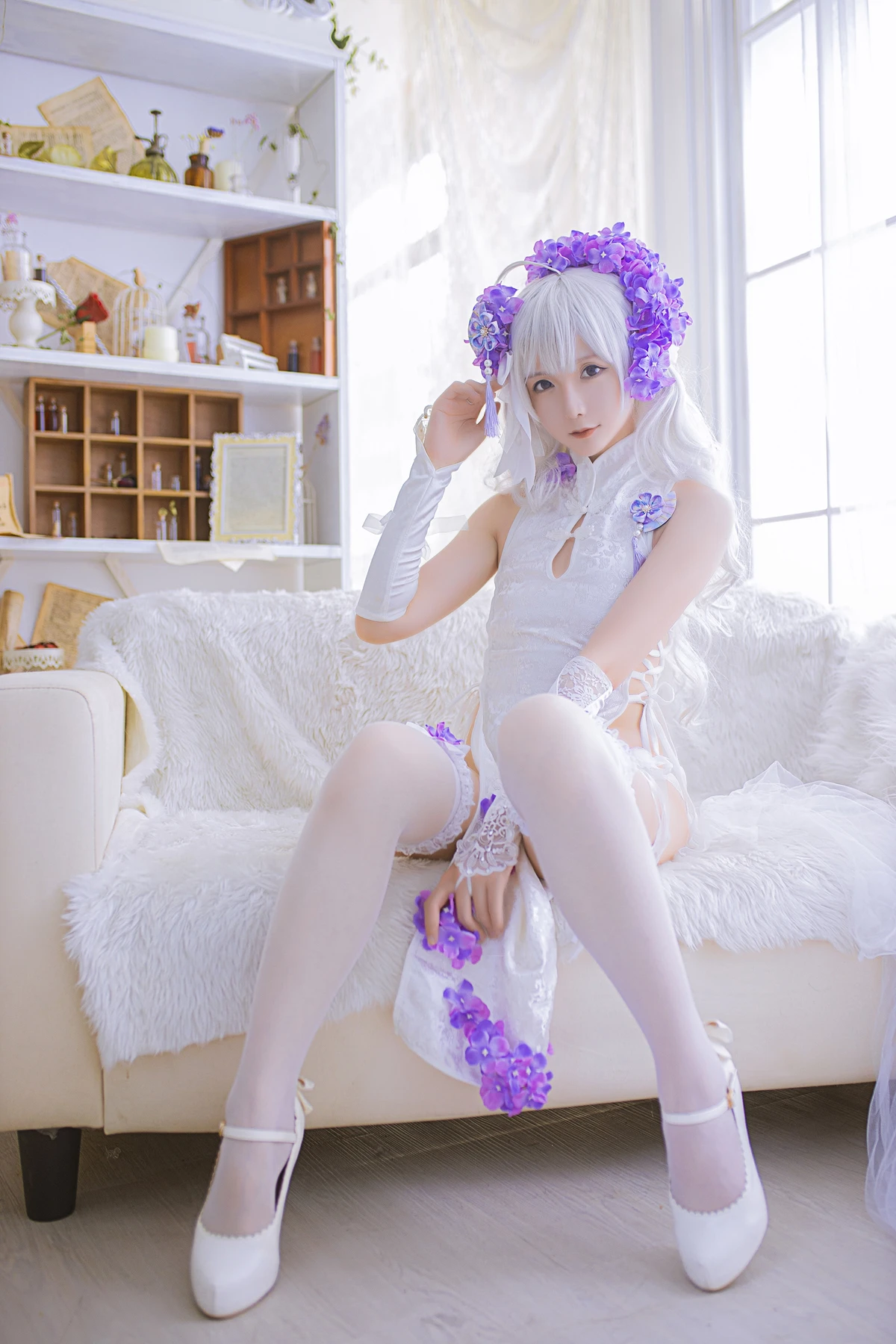 NO.047 花与旗袍 白旗袍 - 1预览